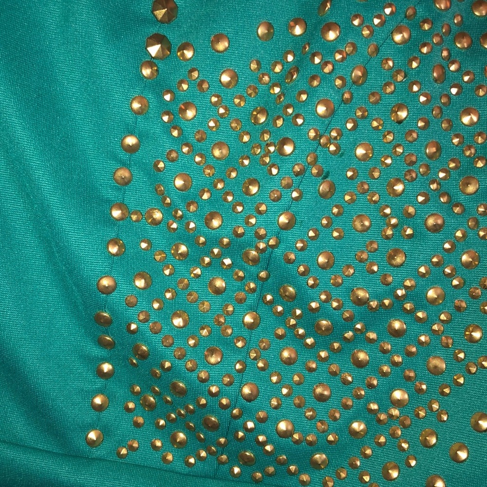 Gold studded turquoise dress - Picture 5 of 7